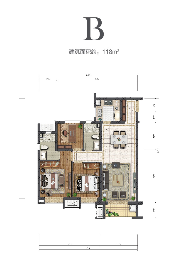 太阳GG中环云著118㎡户型图